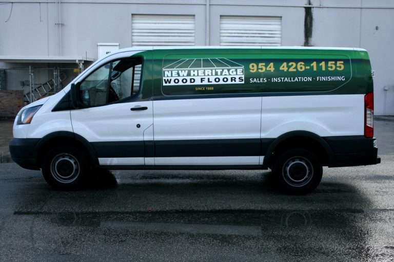 New Heritage Wood Floors commercial vehicle lettering project, photo 1 of 4