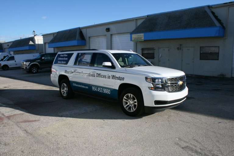 CEO Executive Suites commercial vehicle lettering project, photo 1 of 4