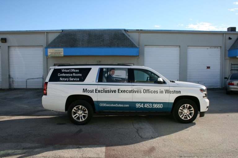 CEO Executive Suites commercial vehicle lettering project, photo 3 of 4
