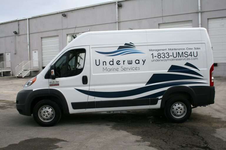 Underway Marine Services commercial vehicle lettering project, photo 1 of 4