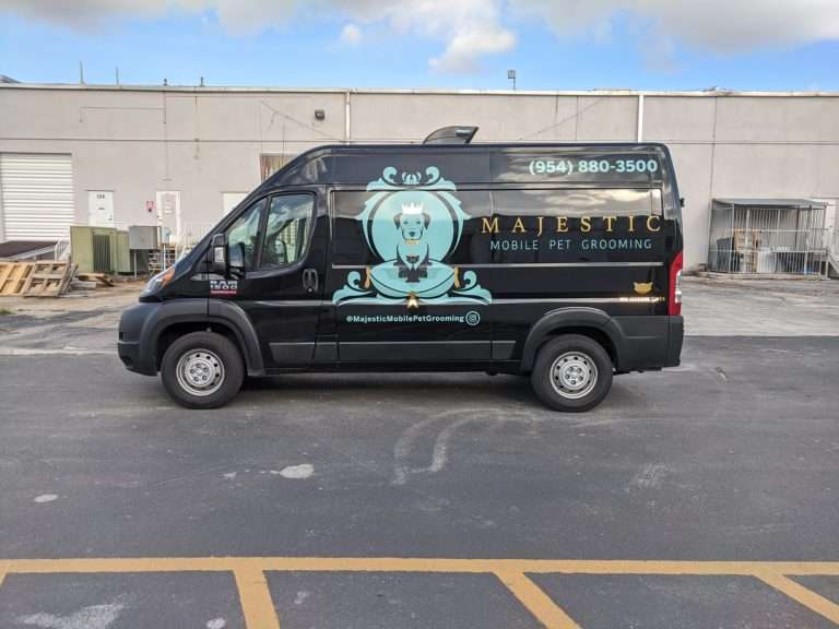 Majestic Mobile Pet Grooming commercial vehicle lettering project, photo 1 of 4