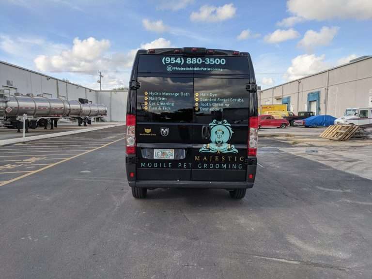 Majestic Mobile Pet Grooming commercial vehicle lettering project, photo 4 of 4