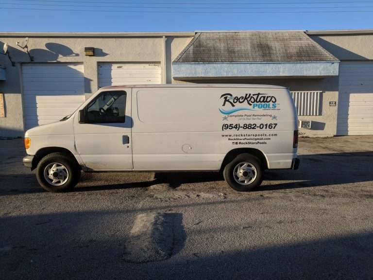 Rockstars Pools commercial vehicle lettering project, photo 1 of 3